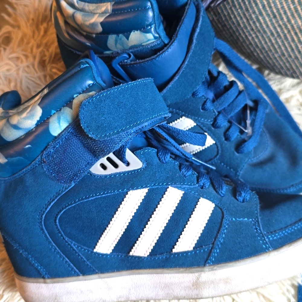 Adidas Amberlight Up high top Wedge sneakers in Trible Blue White Alumi 7.5 - Picture 2 of 12